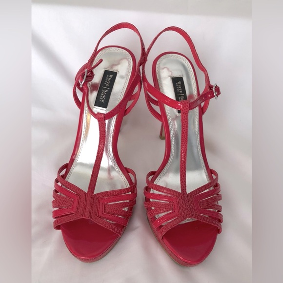 EUC WHBM Genoa Hot pink strappy platform snakeskin stiletto heels. Size 6.5 - Picture 3 of 12